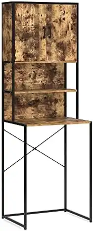 prodotto per lavatrice con cassettone in noce rustico e nero, 64x189 cm