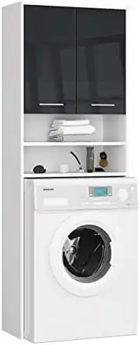 wardrobe per lavatrice con 2 ante e 2 ripiani aperti in bagno