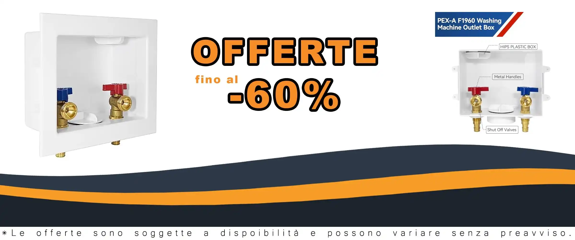 Scatola PEX per lavatrice con connessione F1960 e filettatura maschio
