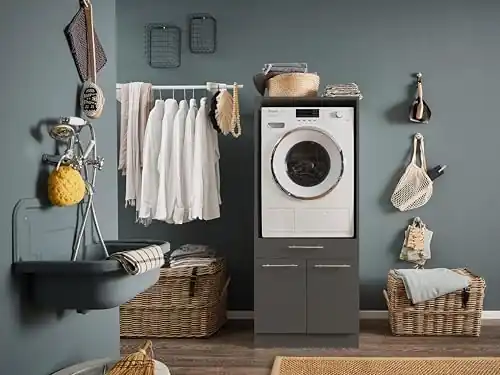 Washing Machine Cabinet Anthracite Grey Spazio Abundante - Dettaglio