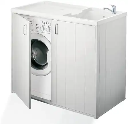 copertura per lavatrice e vasca con materiale resine, bianco, misure 109x60x94 cm