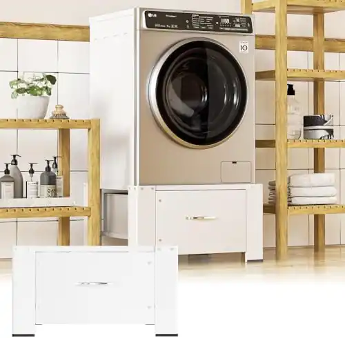 washing machine base con cassetto fino a 150kg e sostegno per lavatrice con cassetto e basamento in acciaio