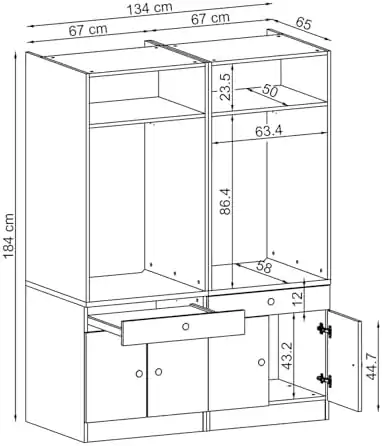 Washing Machine Storage Cabinet White 184cm - Dettaglio