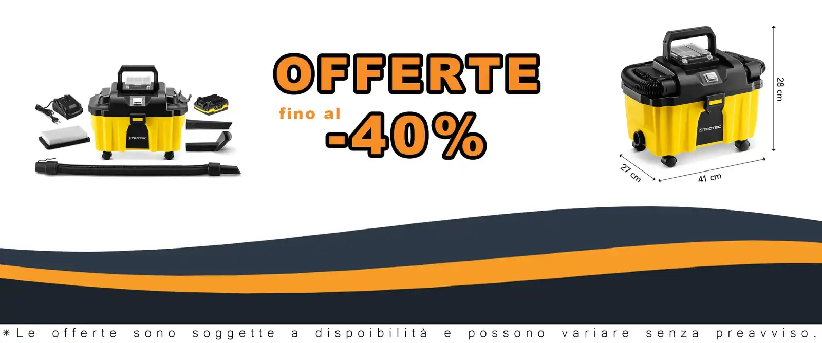 Succhiacarta batteria Trotec VC 15-20V 10 l dry 2,7 l liquid