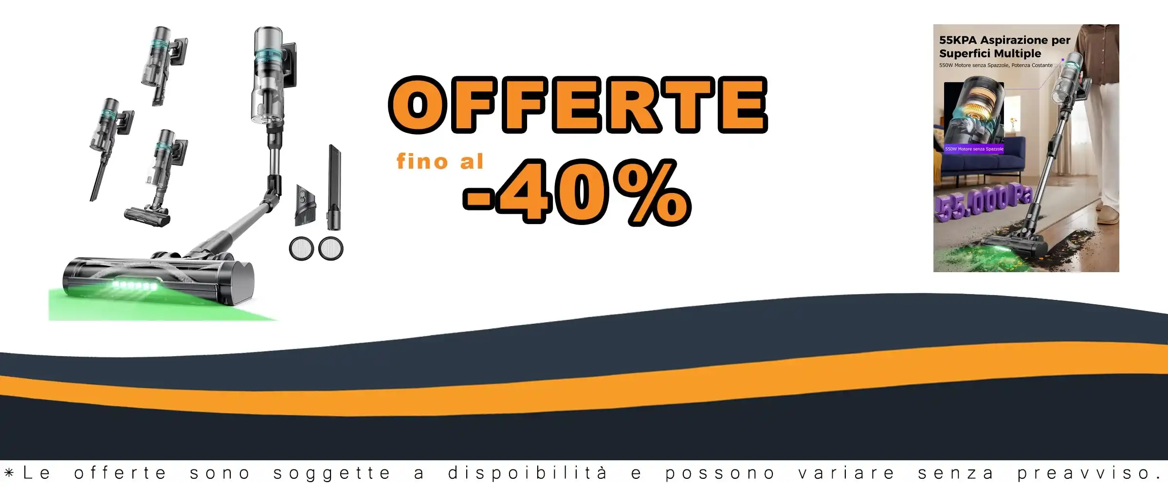 Aspirapolvere a batteria Proscenic P16 potente con 550W e 55KPA